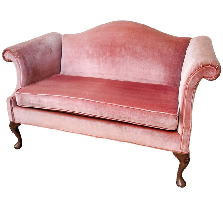 Pink French Style Upholstered Canape Loveseat by Hickory Chair Furniture (3)