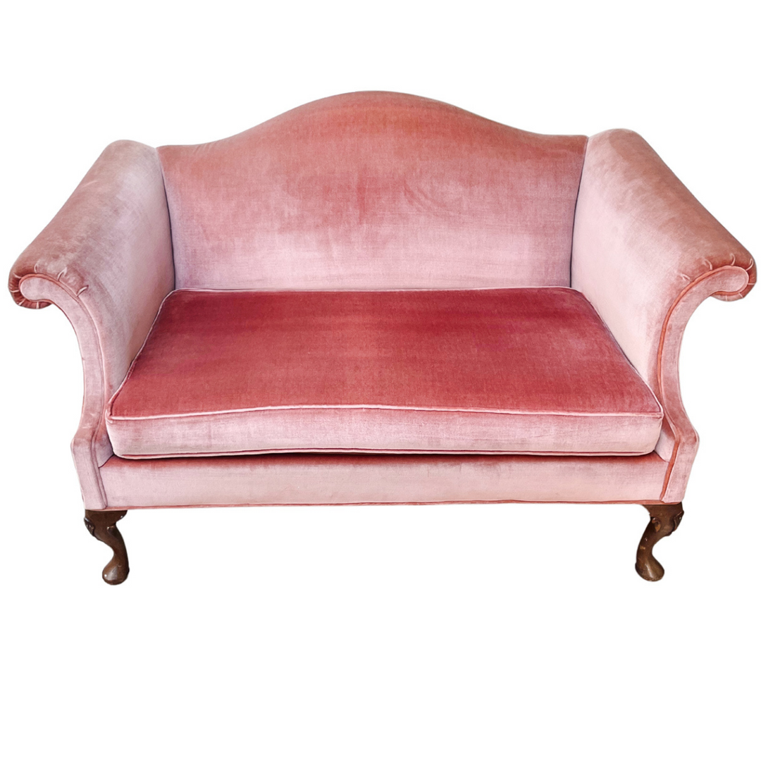 Pink French Style Upholstered Canape Loveseat by Hickory Chair Furniture 