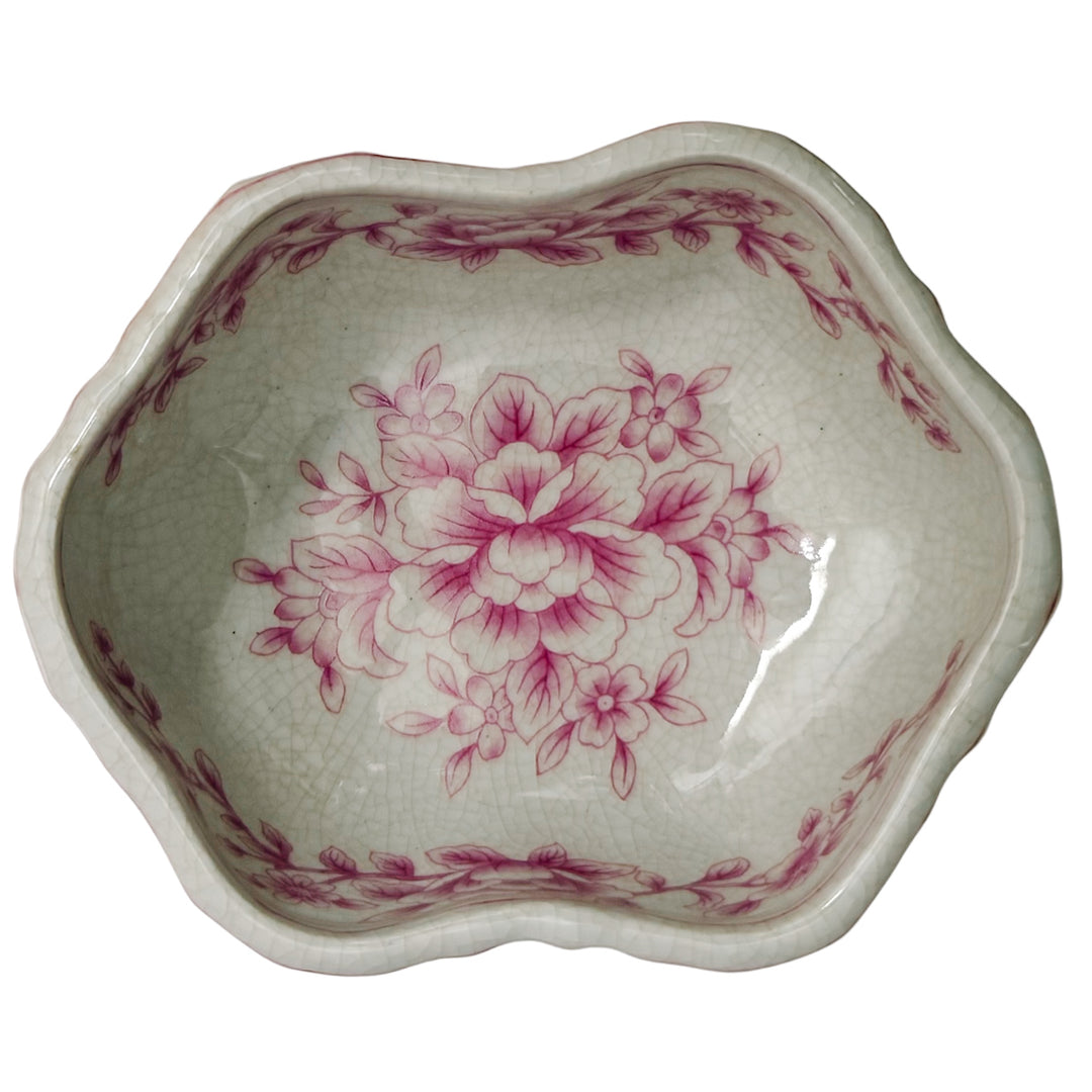 Pink Chinoiserie Monkey Holding Bowl