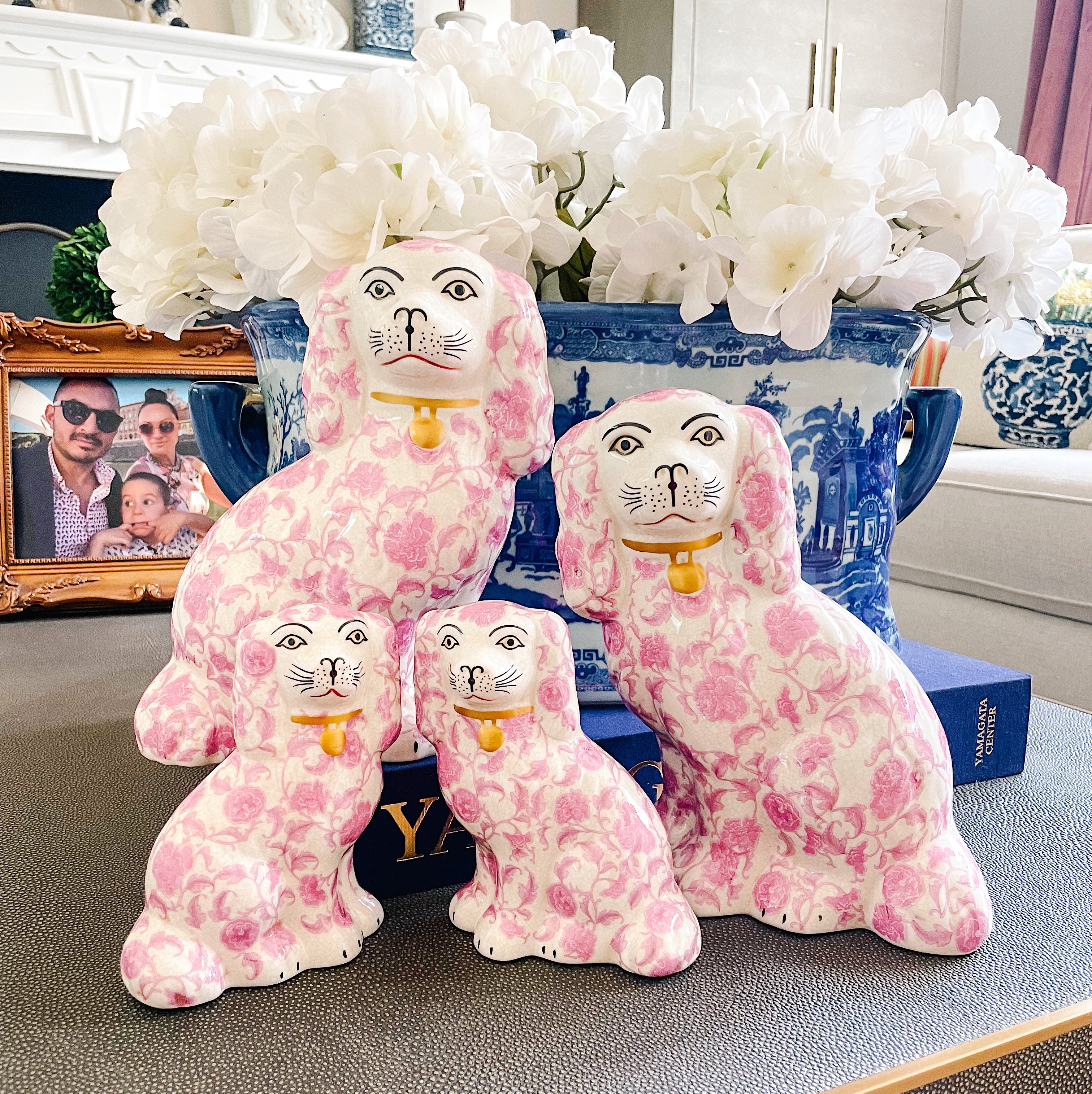 Pink Floral Staffordshire Style Spaniel Dogs – House of Andaloo