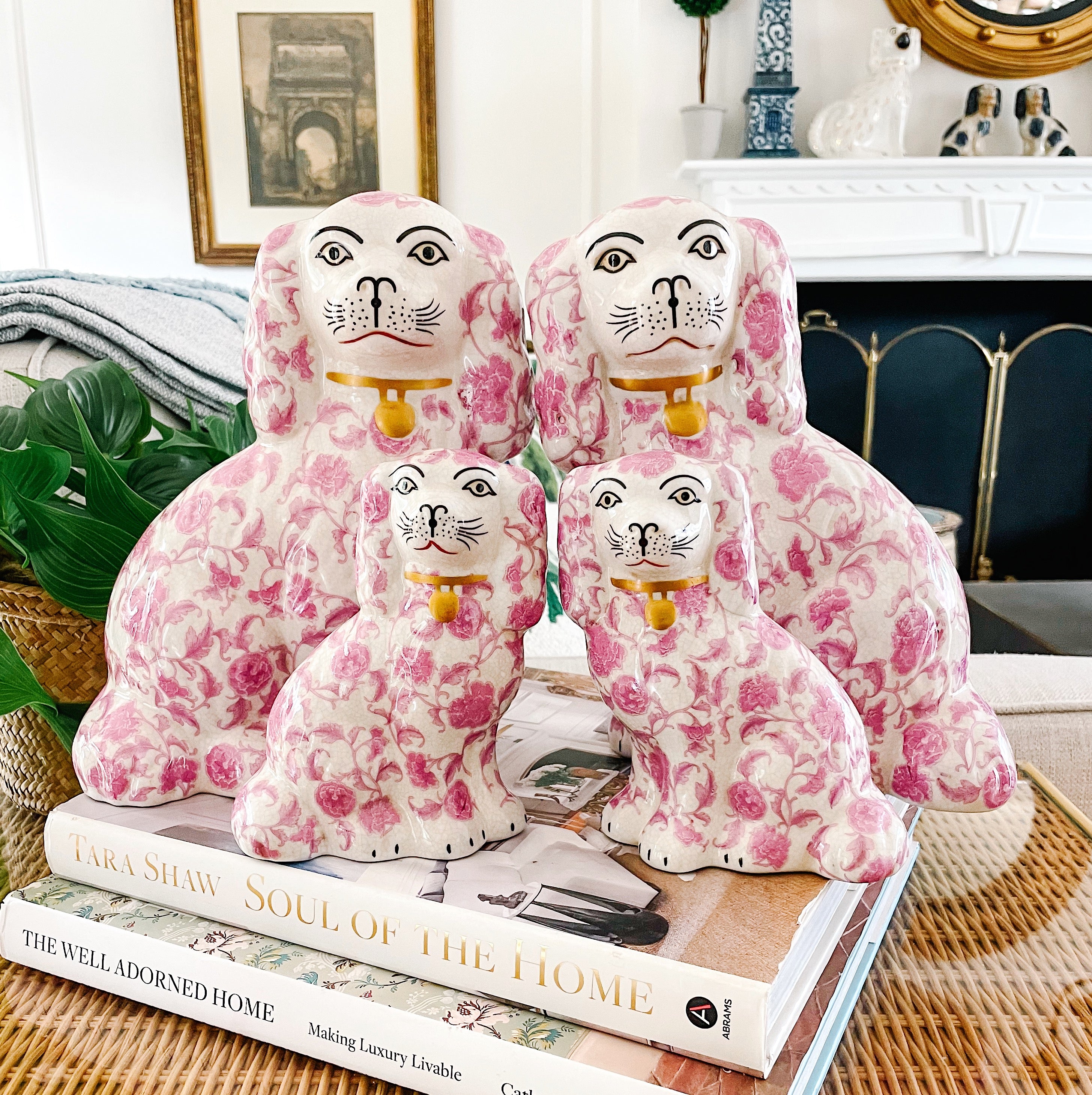 Pink Floral Staffordshire Style Spaniel Dogs – House of Andaloo
