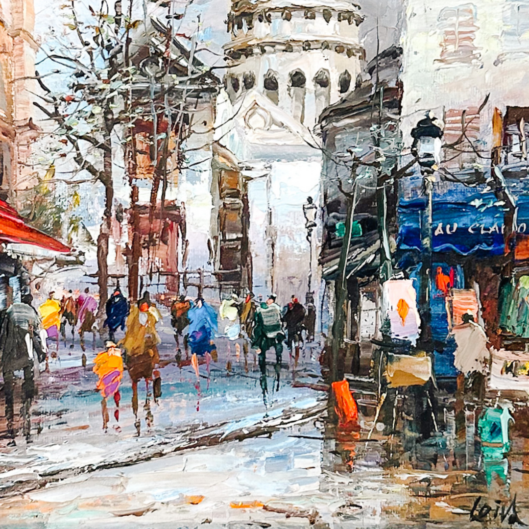 Place du Tertre by Jose Luis Leiva Original Oil Painting Impressionist Parisian Street Scene with Sacré-Cœur