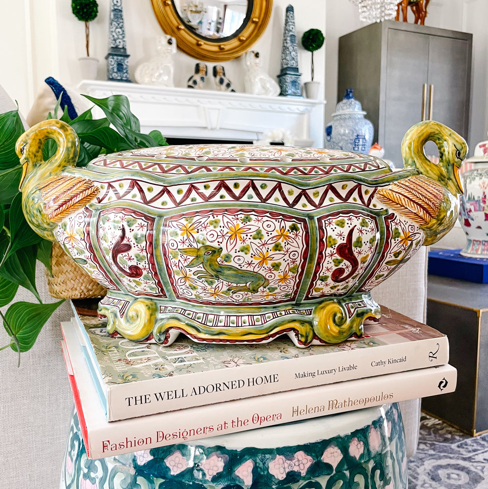 Portuguese Swan Tureen With Steam Release Lid