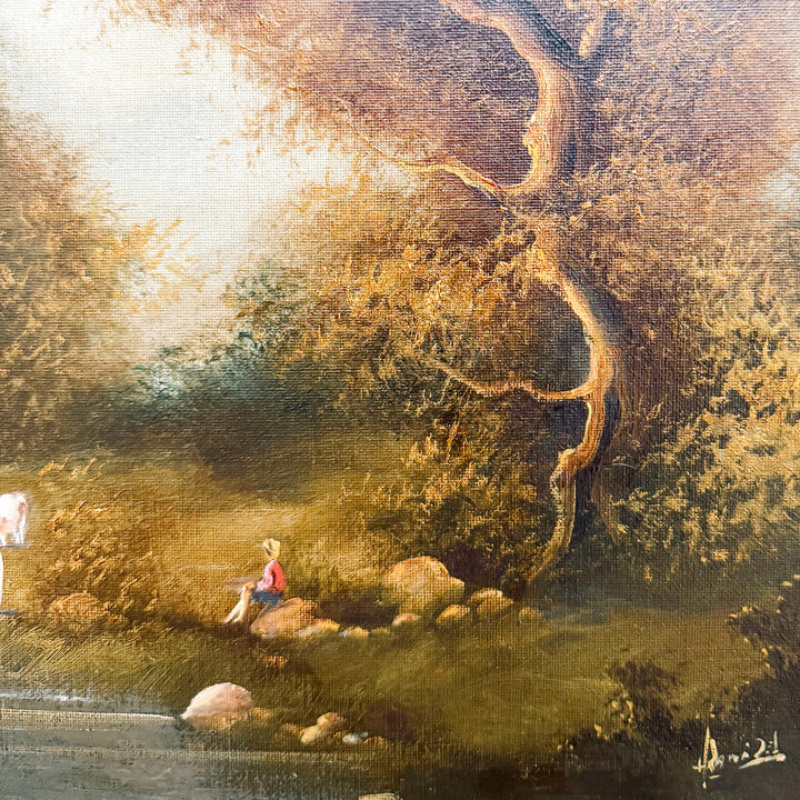 The Ramirez Pastoral: A Mid-Century Tonalist Landscape Oil on Canvas