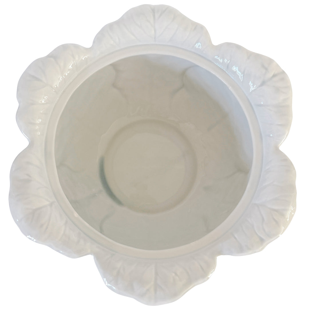Rare Vintage Fitz and Floyd White Cabbage Leaf Soup Tureen With Asparagus Ladle