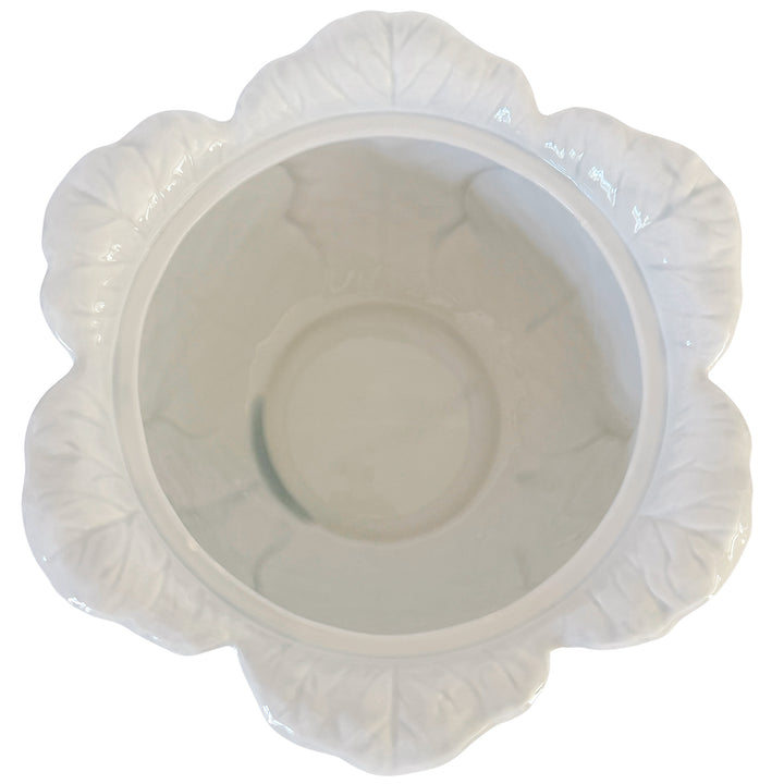 Rare Vintage Fitz and Floyd White Cabbage Leaf Soup Tureen With Asparagus Ladle