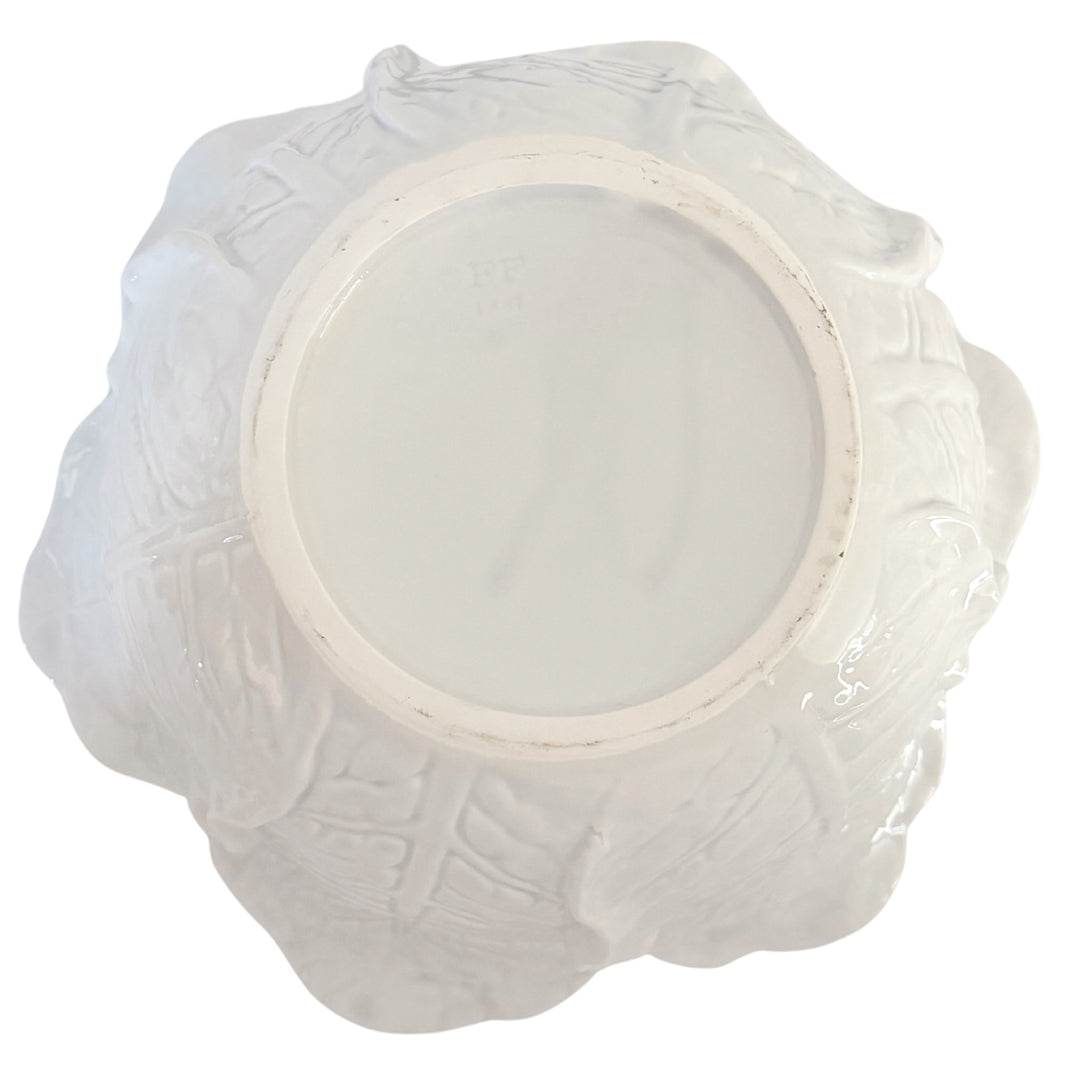 Rare Vintage Fitz and Floyd White Cabbage Leaf Soup Tureen With Asparagus Ladle