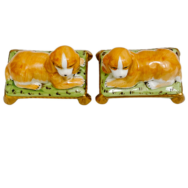 Reclining Cavalier King Charles Spaniel Dogs On Pillows