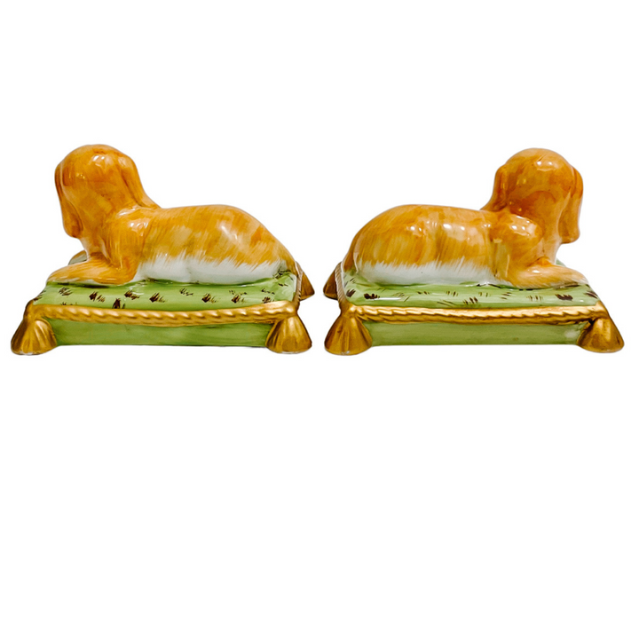 Reclining Cavalier King Charles Spaniel Dogs On Pillows