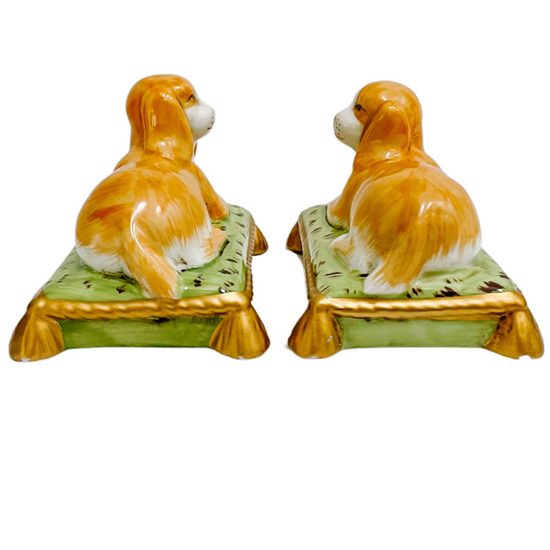 Reclining Cavalier King Charles Spaniel Dogs On Pillows