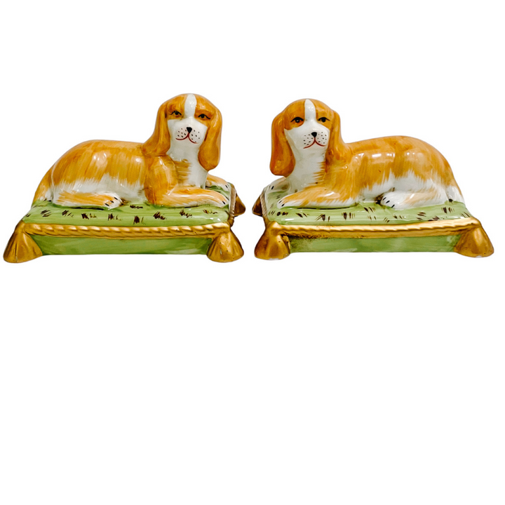 Reclining Cavalier King Charles Spaniel Dogs On Pillows