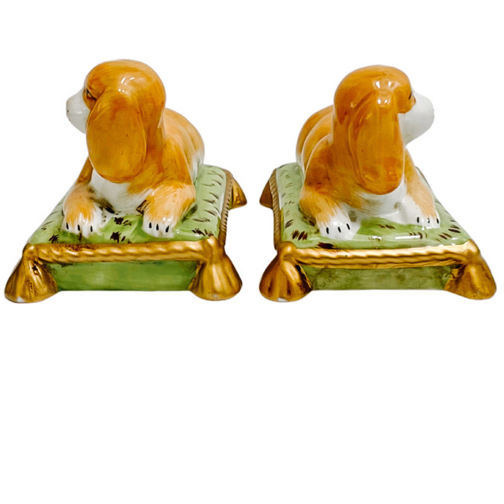 Reclining Cavalier King Charles Spaniel Dogs On Pillows