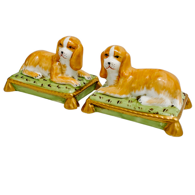 Reclining Cavalier King Charles Spaniel Dogs On Pillows