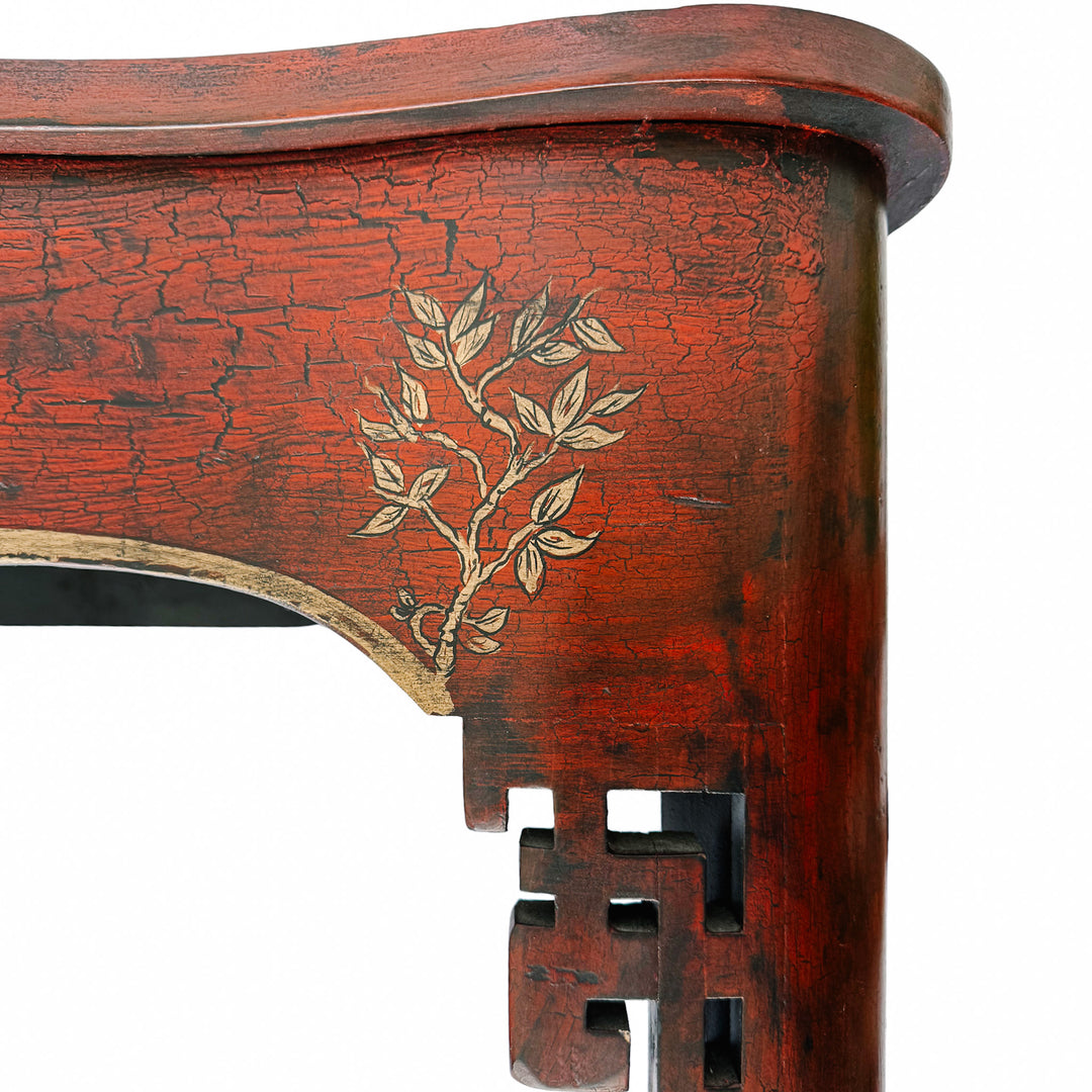 Red Crackle Lacquer Chinese Chippendale Console Table by Minton-Spidell
