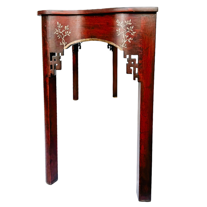 Red Crackle Lacquer Chinese Chippendale Console Table by Minton-Spidell