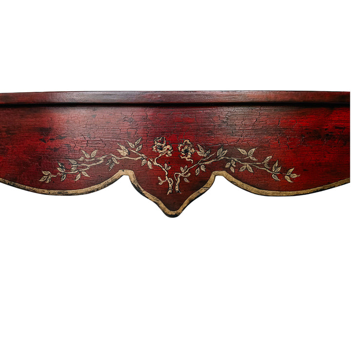 Red Crackle Lacquer Chinese Chippendale Console Table by Minton-Spidell