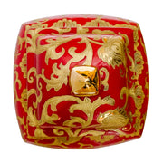 Reg & Gold Chinoiserie Square Decorative Jar