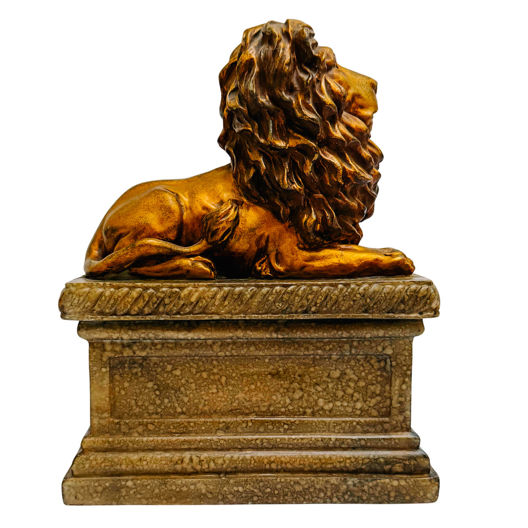 Regal Gilt Lion on Plinth Bookends