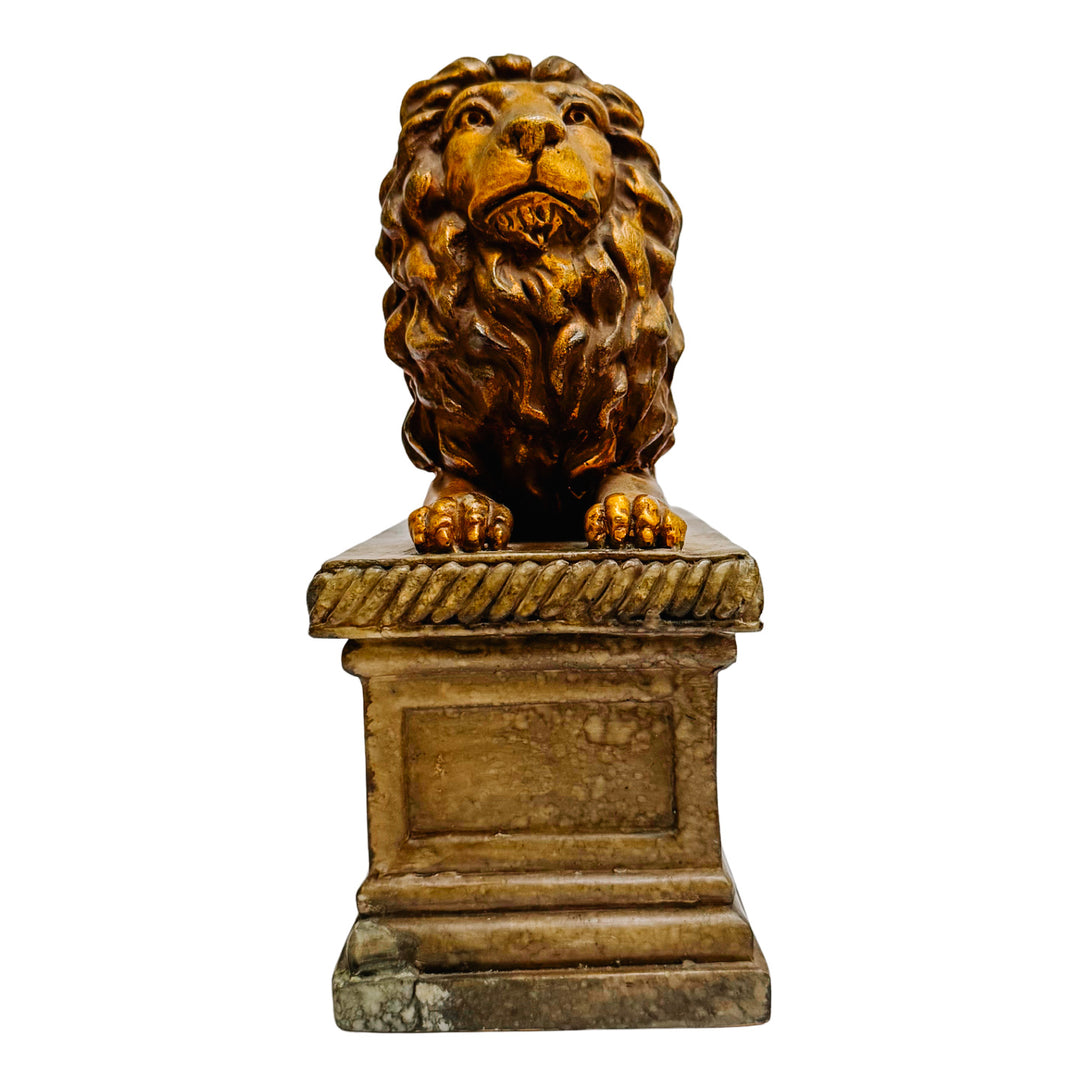 Regal Gilt Lion on Plinth Bookends