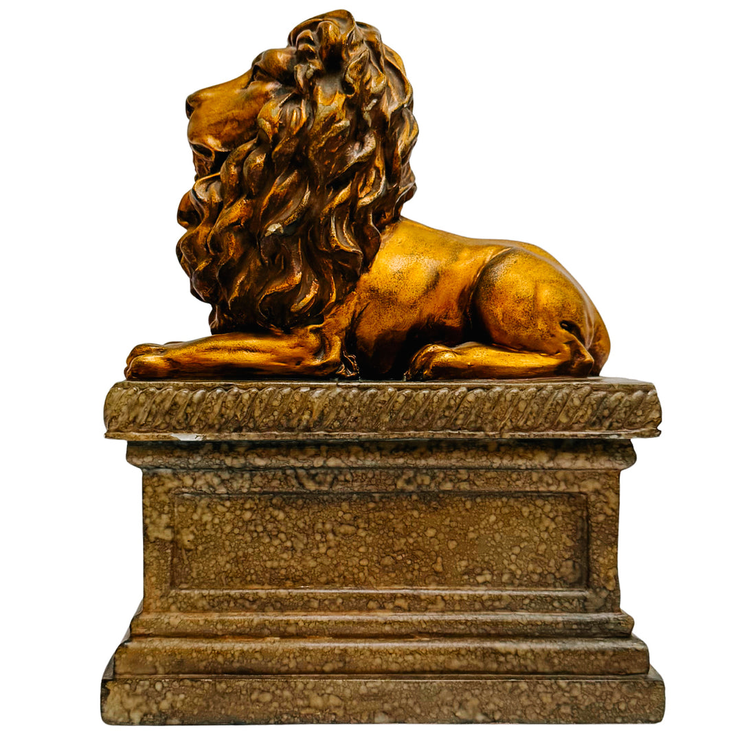 Regal Gilt Lion on Plinth Bookends