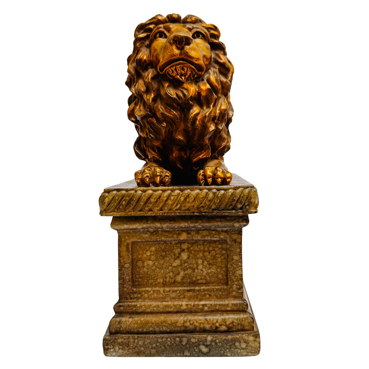 Regal Gilt Lion on Plinth Bookends