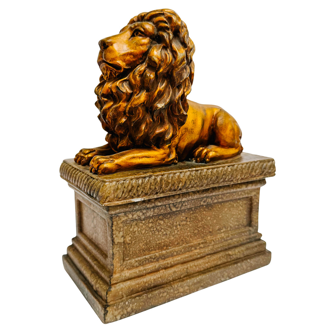 Regal Gilt Lion on Plinth Bookends