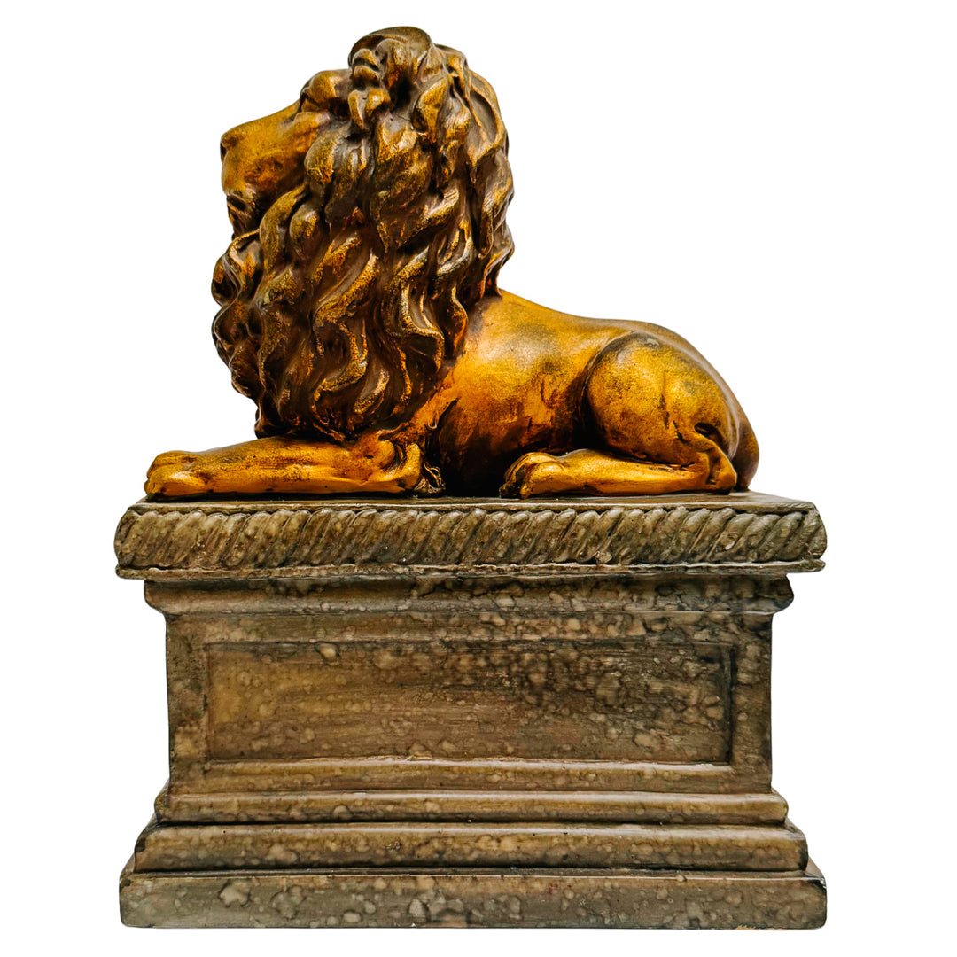 Regal Gilt Lion on Plinth Bookends