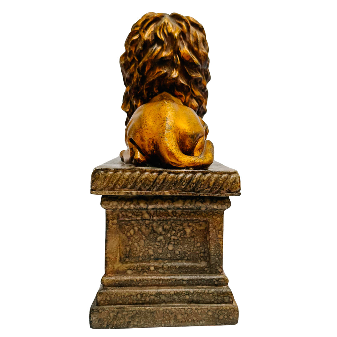 Regal Gilt Lion on Plinth Bookends