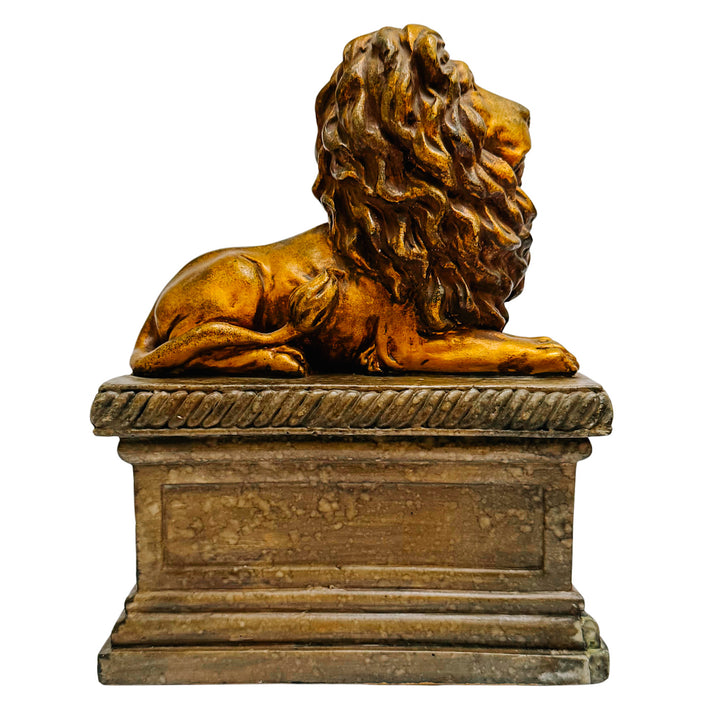 Regal Gilt Lion on Plinth Bookends