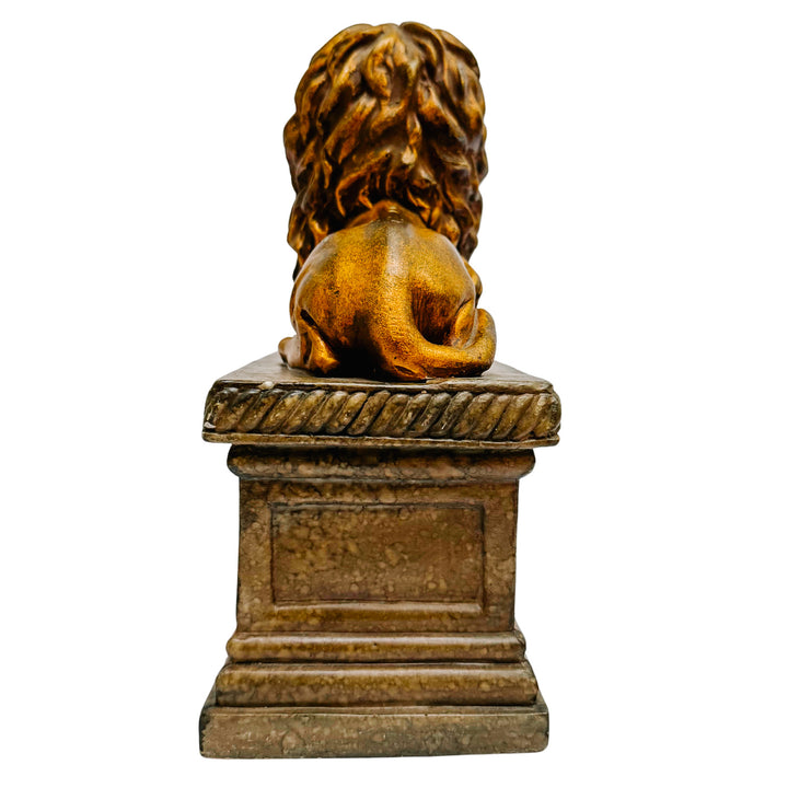 Regal Gilt Lion on Plinth Bookends