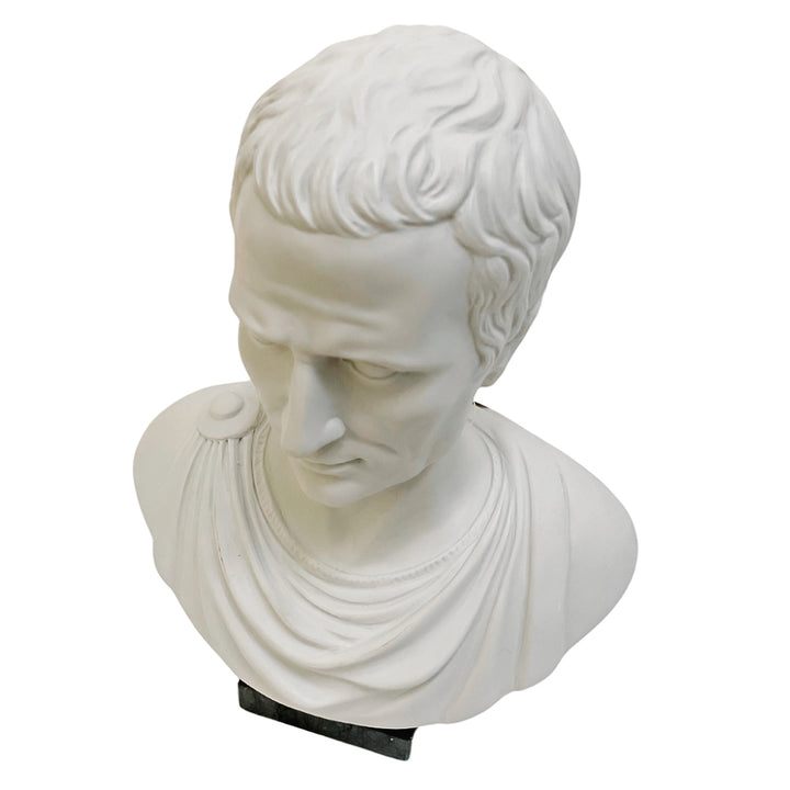 Roman Emperor Julius Caesar Bust Sculpture on Marble Base