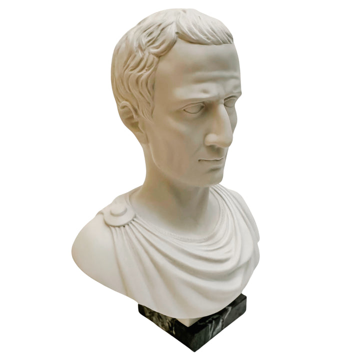 Roman Emperor Julius Caesar Bust Sculpture on Marble Base