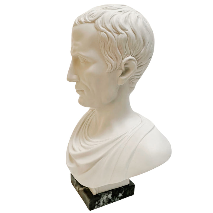 Roman Emperor Julius Caesar Bust Sculpture on Marble Base