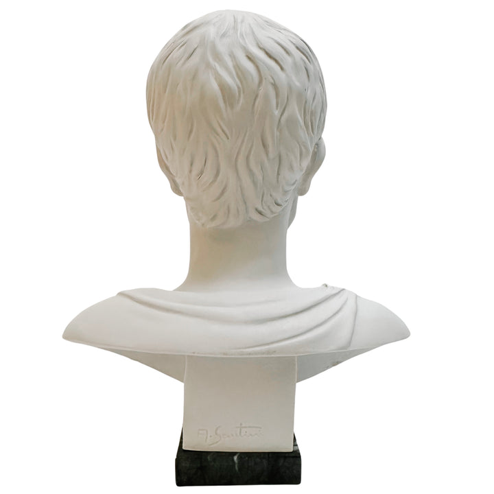 Roman Emperor Julius Caesar Bust Sculpture on Marble Base