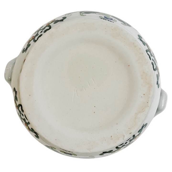 Round Floral Porcelain Scalloped Cachepot