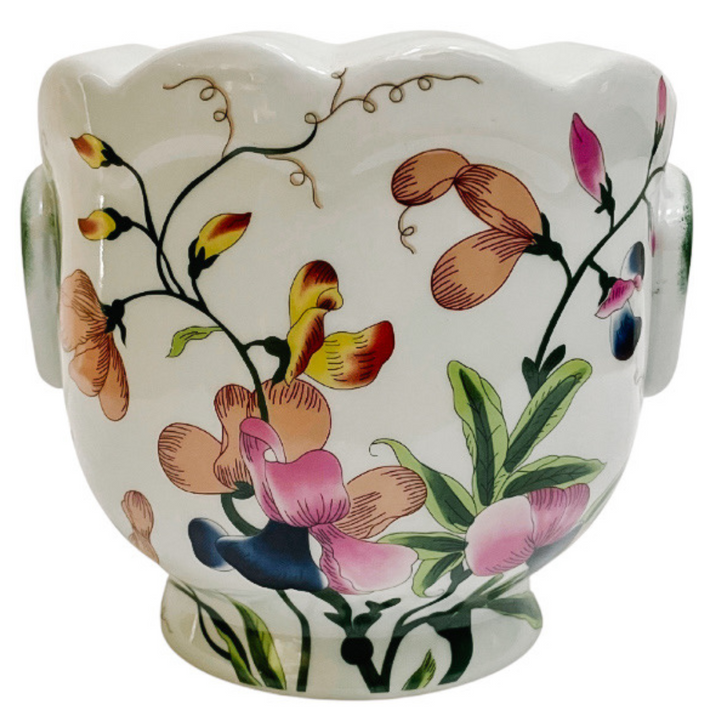 Round Orchid Porcelain Scalloped Cachepot 2