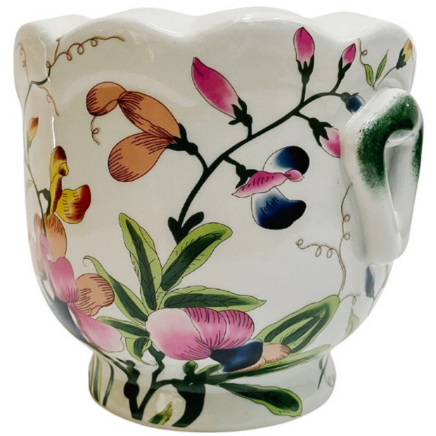 Round Orchid Porcelain Scalloped Cachepot 