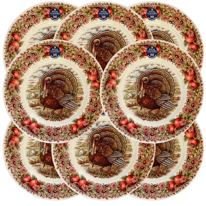 Royal Stafford England Thanksgiving Turkey Dinner Plates 