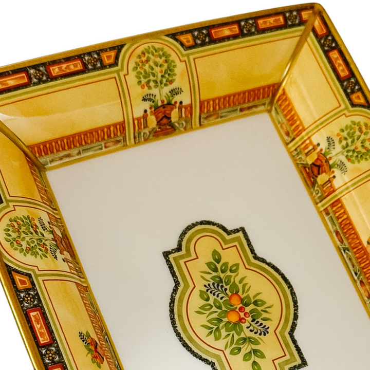 Royal Worcester "Versailles" Fine Bone China Rectangular Catchall Tray With Orangerie Motif