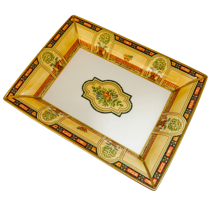 Royal Worcester "Versailles" Fine Bone China Rectangular Catchall Tray With Orangerie Motif