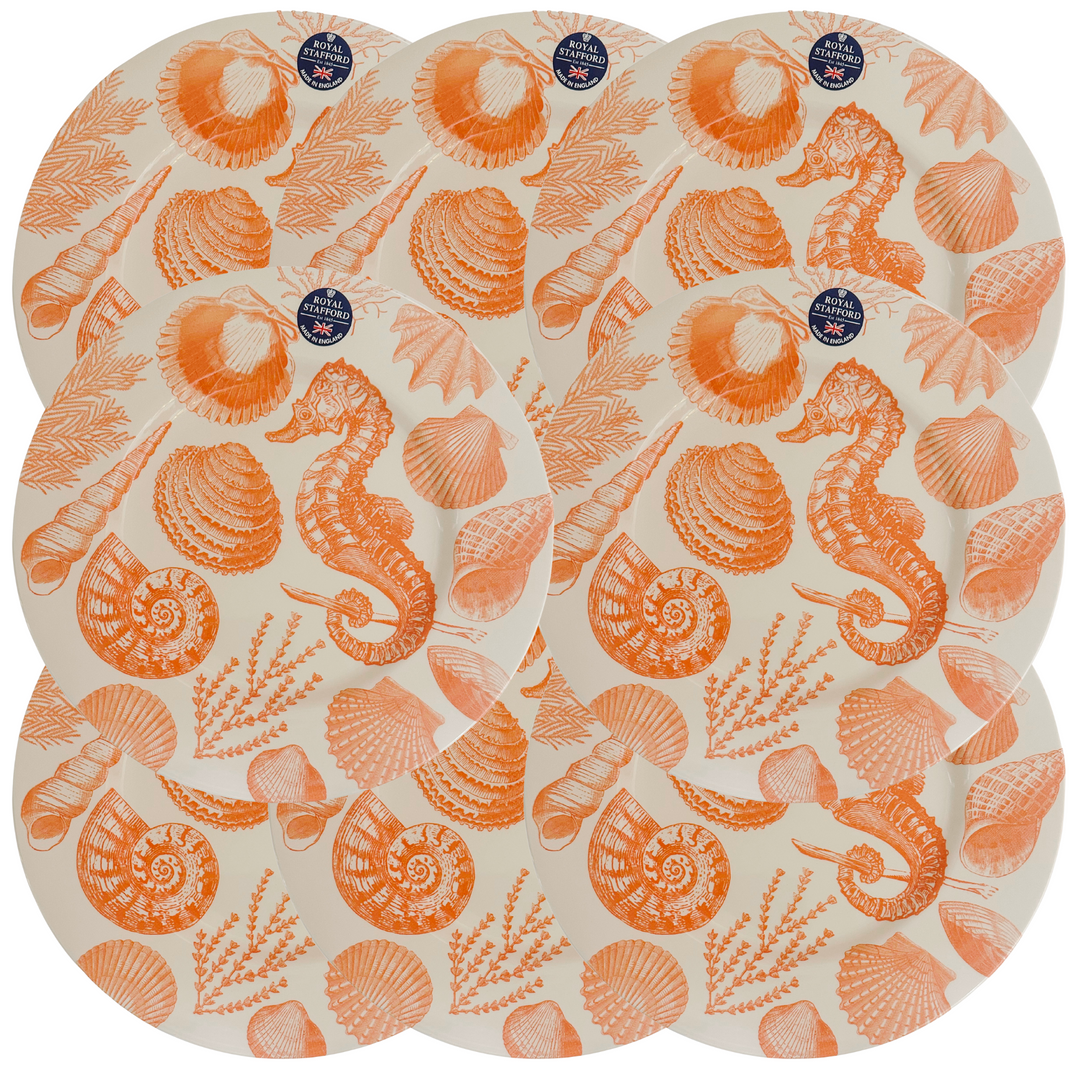 English Coral Sea Life Dinner Plates by Royal Stafford