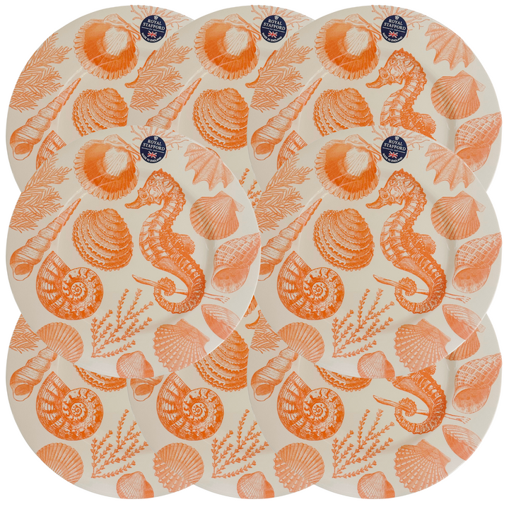 English Coral Sea Life Dinner Plates by Royal Stafford