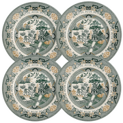 Royal Stafford Green & Gold Willow Dinner Plates