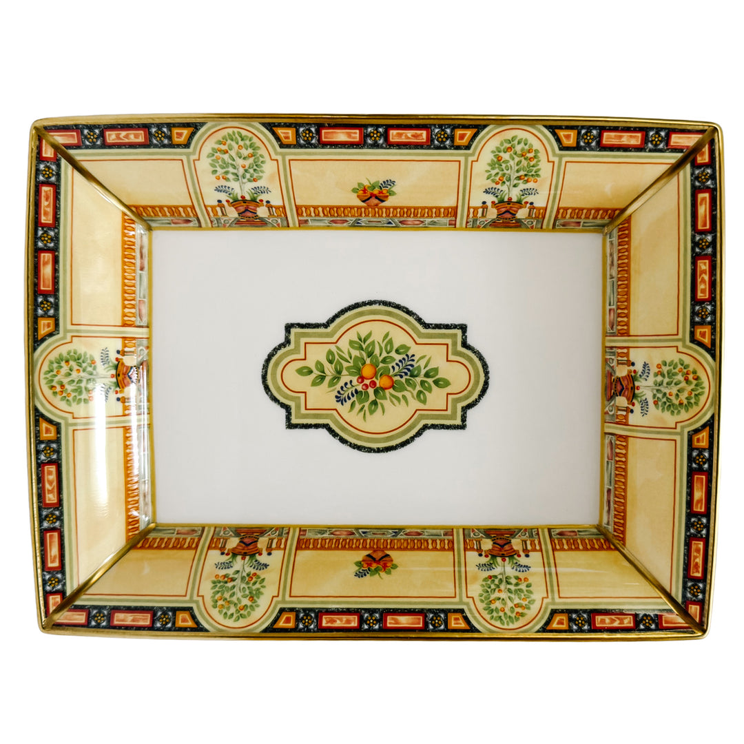 Royal Worcester "Versailles" Fine Bone China Rectangular Catchall Tray With Orangerie Motif