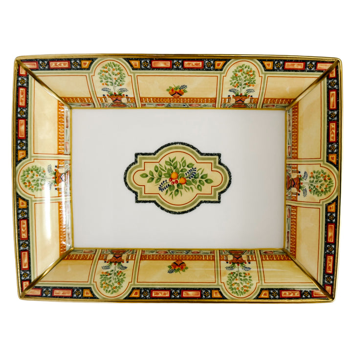 Royal Worcester "Versailles" Fine Bone China Rectangular Catchall Tray With Orangerie Motif