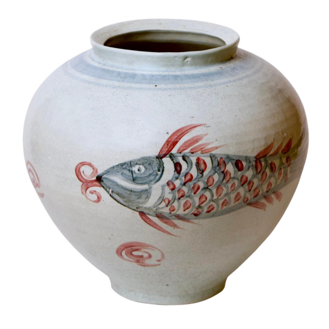 Rustic Porcelain Chinese Fish Vase