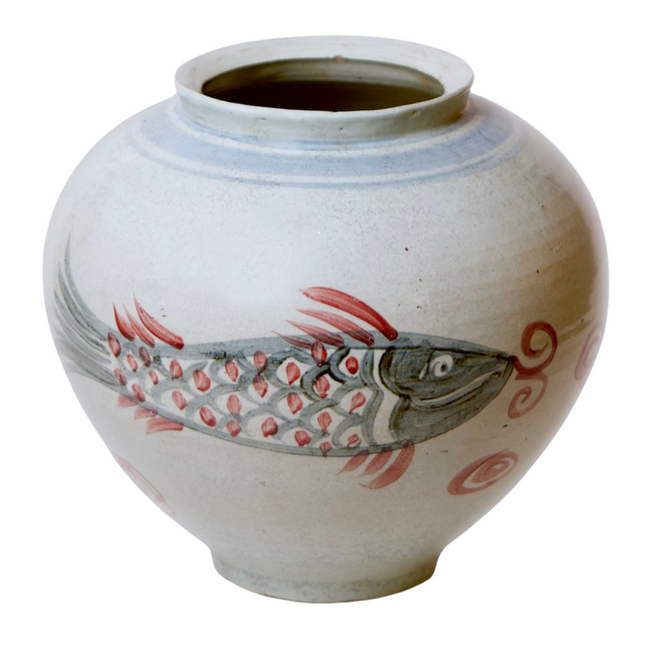 Rustic Porcelain Chinese Fish Vase