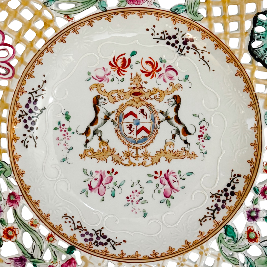 Edme Samson French Reticulated Armorial Bowls