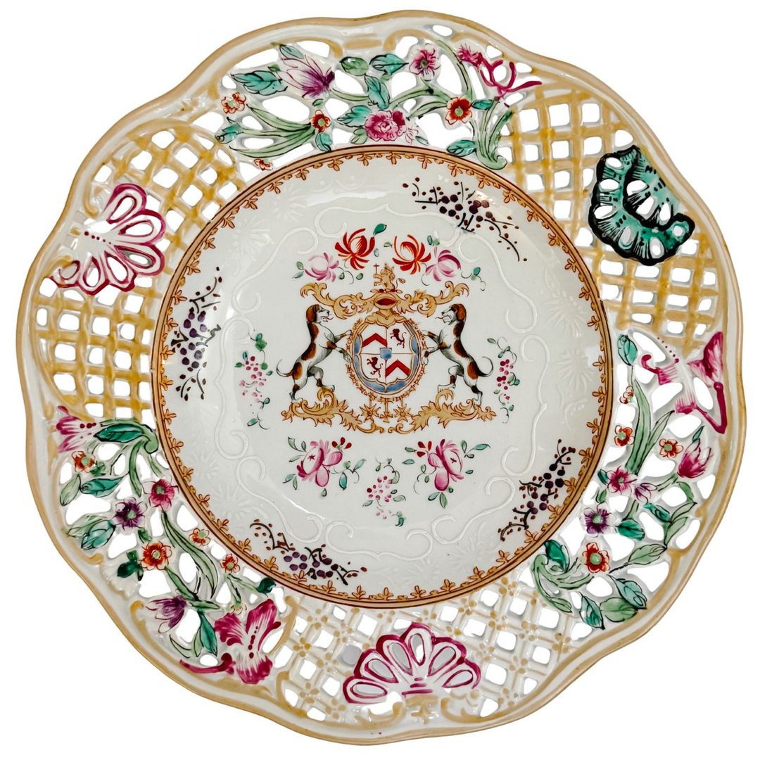 Edme Samson French Reticulated Armorial Bowls