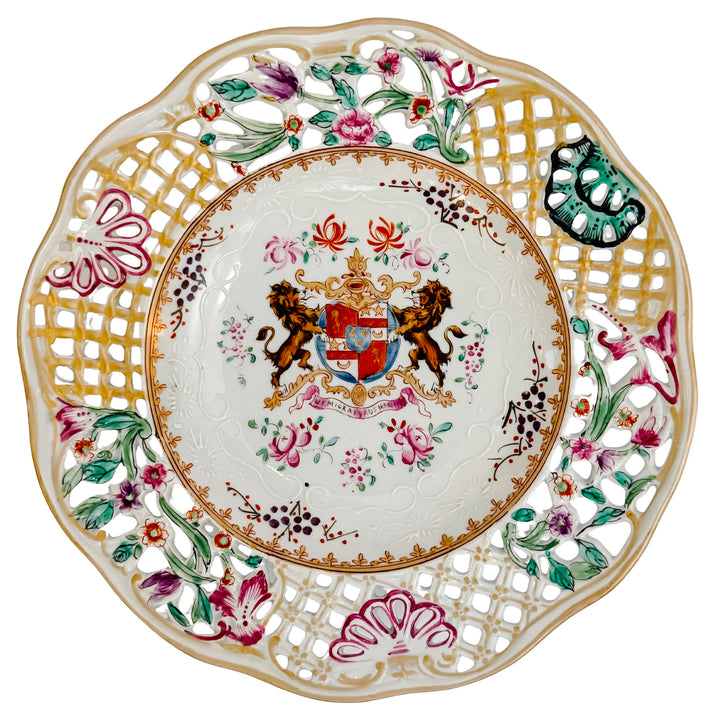Edme Samson French Reticulated Armorial Bowl